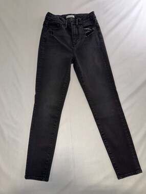 Good American Good Waist Crop Distressed High-Rise Skinny Jeans, Black